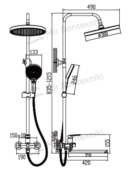 Душевая стойка Debora DBR101-01G